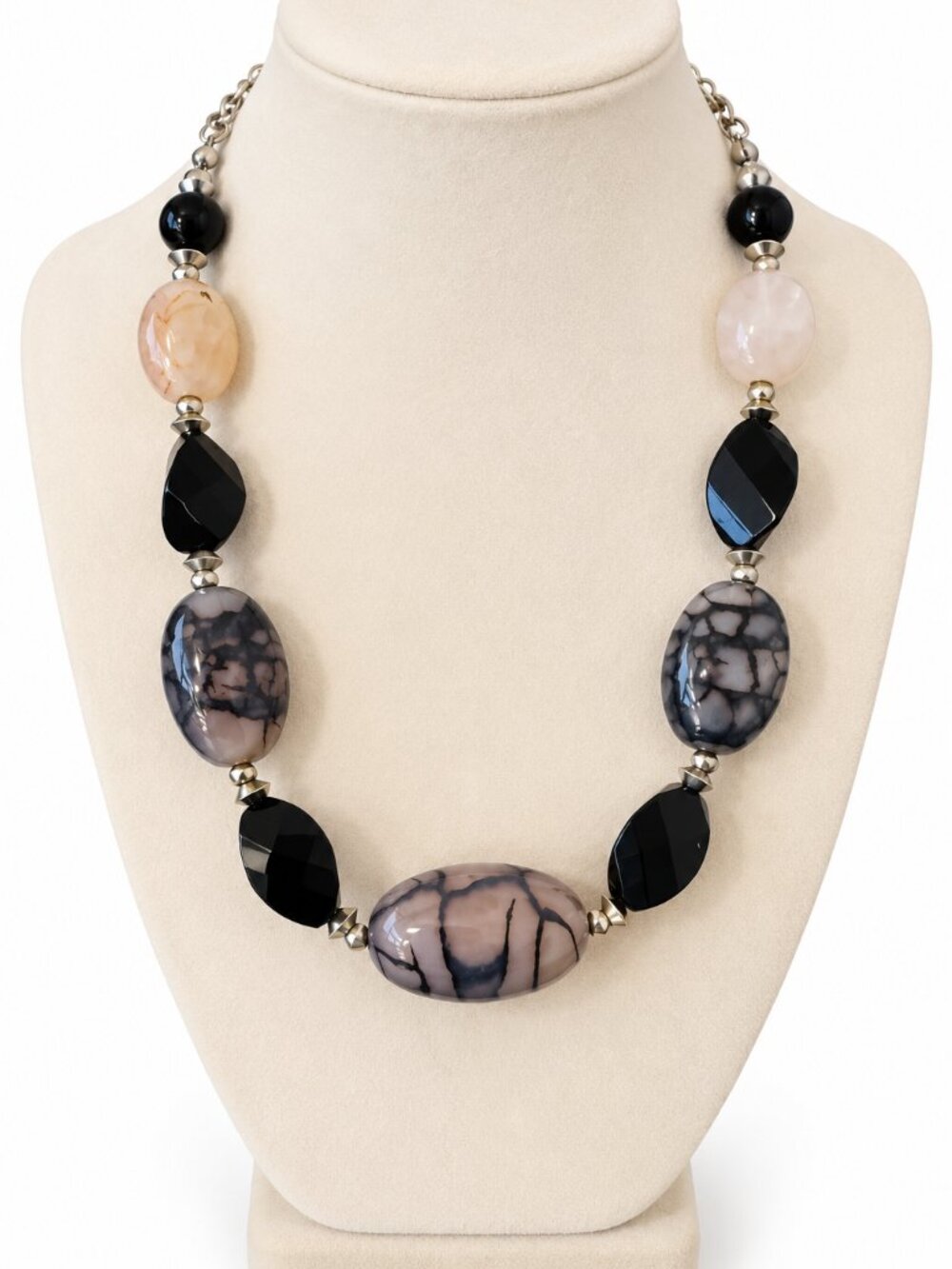 Dragon Vein Orca Agate & Black Agate Statement Necklace